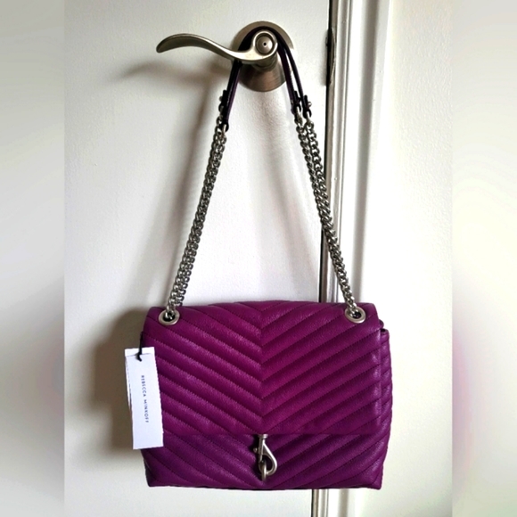 Nwt rebecca minkoff viola edie flap leather convertible chevron bag - Picture 6 of 12